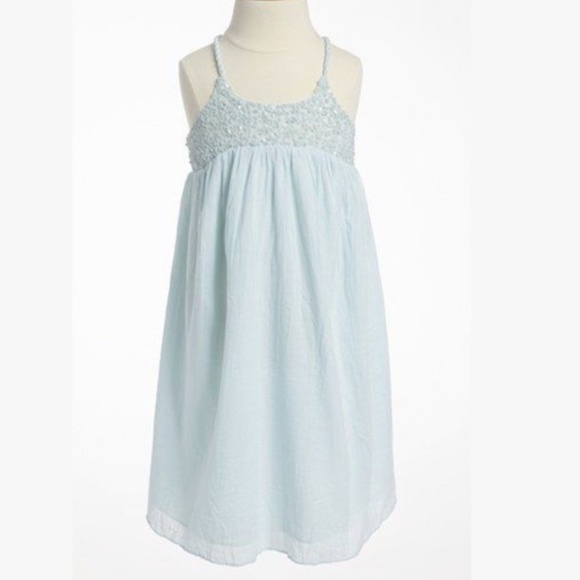 Designer Girl's Aqua Sequined Cotton Dress by La Piccola Danza Fits size 6-8 - Picture 7 of 7
